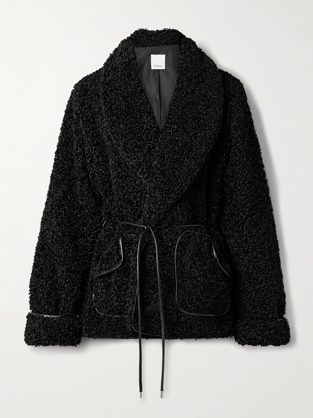 Simkhai Womens Black Kimia Tie-waist Faux-fur Jacket Xs In Black