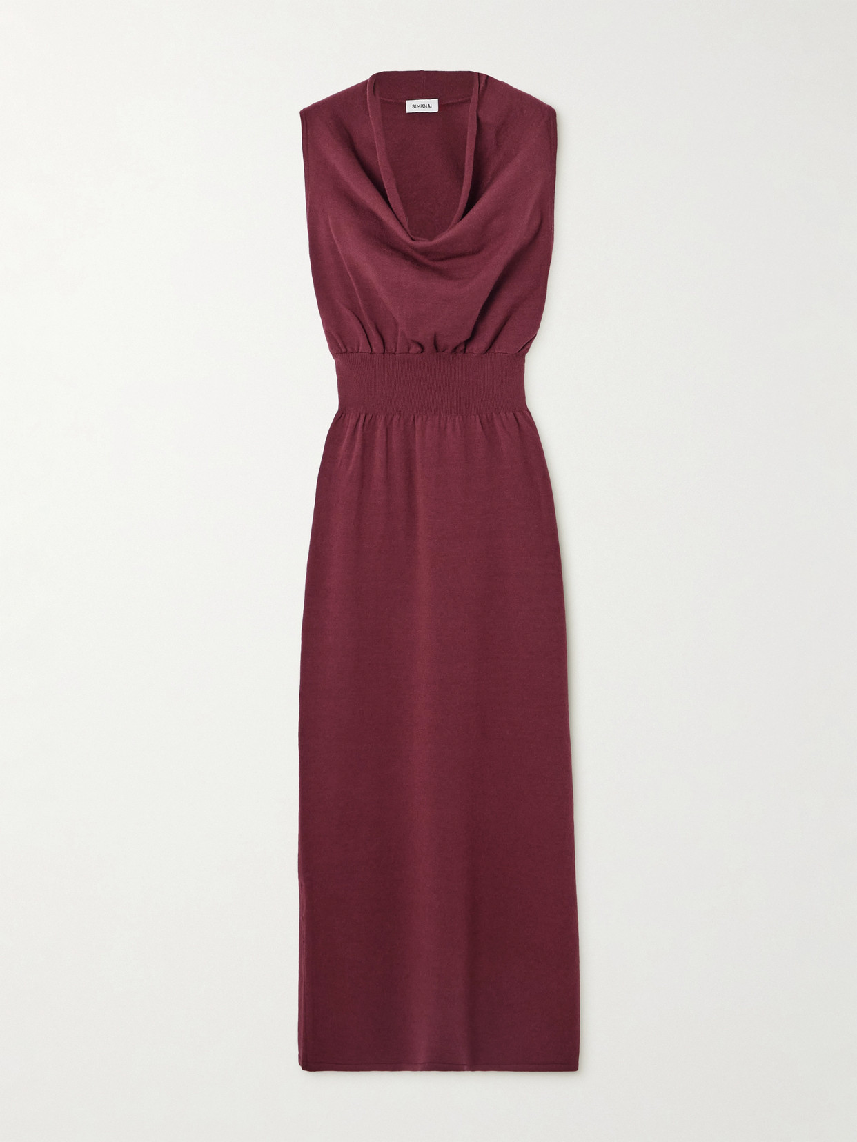 Simkhai Ramona Draped Wool-blend Midi Dress In Burgundy