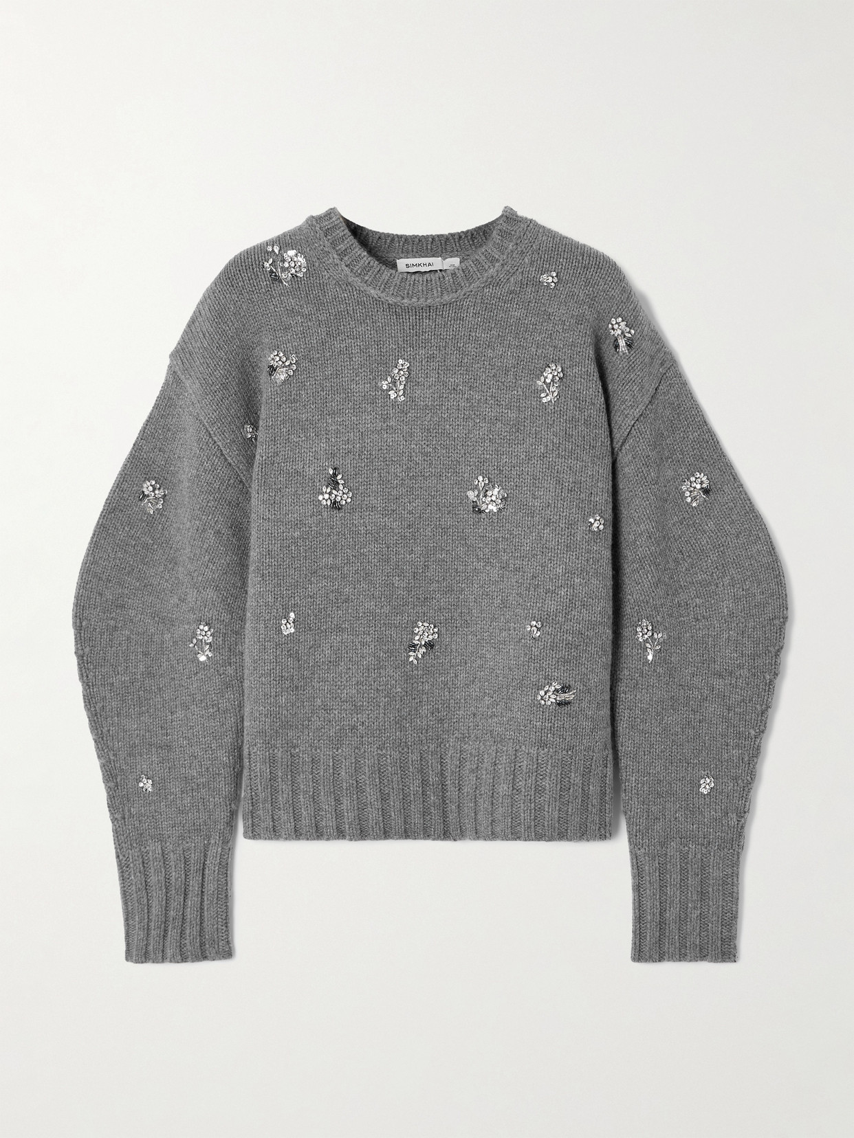 Simkhai Coraline Embellished Wool And Cashmere-blend Sweater In Gray