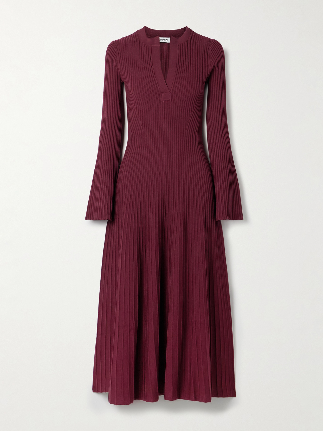 Simkhai Womens Cranberry Genna Ribbed-knit Midi Dress Xl In Burgundy