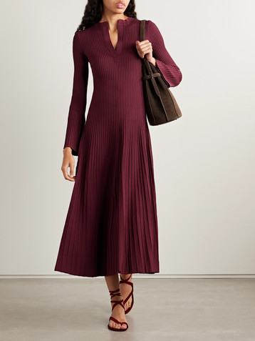 SIMKHAI Genna ribbed-knit midi dress