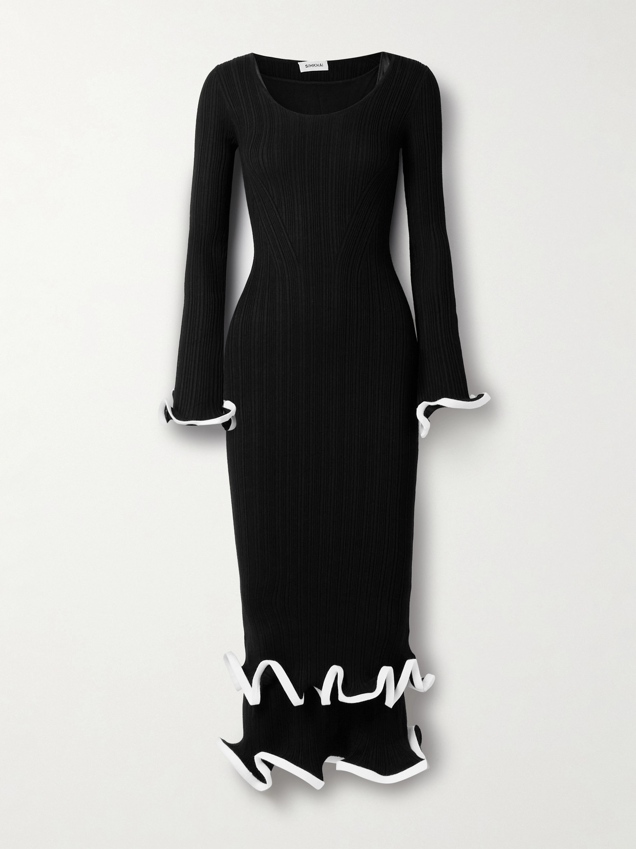 Simkhai Womens Black Solani Ruffled Knitted Midi Dress | ModeSens Simkhai Womens Black Solani Ruffled Knitted Midi Dress | ModeSens