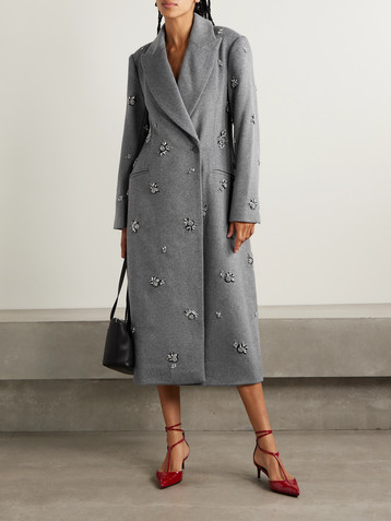 SIMKHAI Gianni embellished wool-blend felt coat