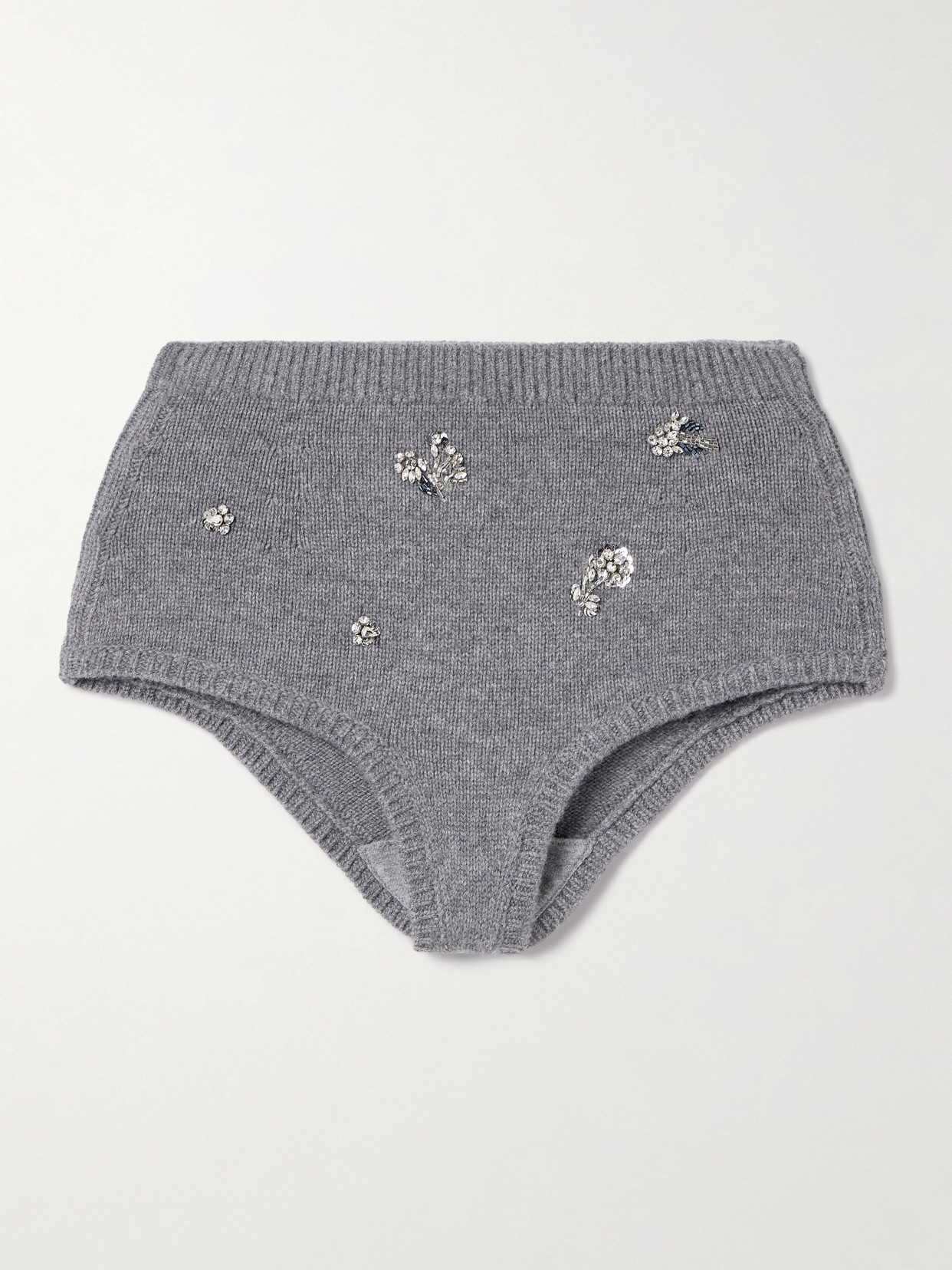 Simkhai Georgie Crystal-embellished Wool And Cashmere-blend Shorts In Gray