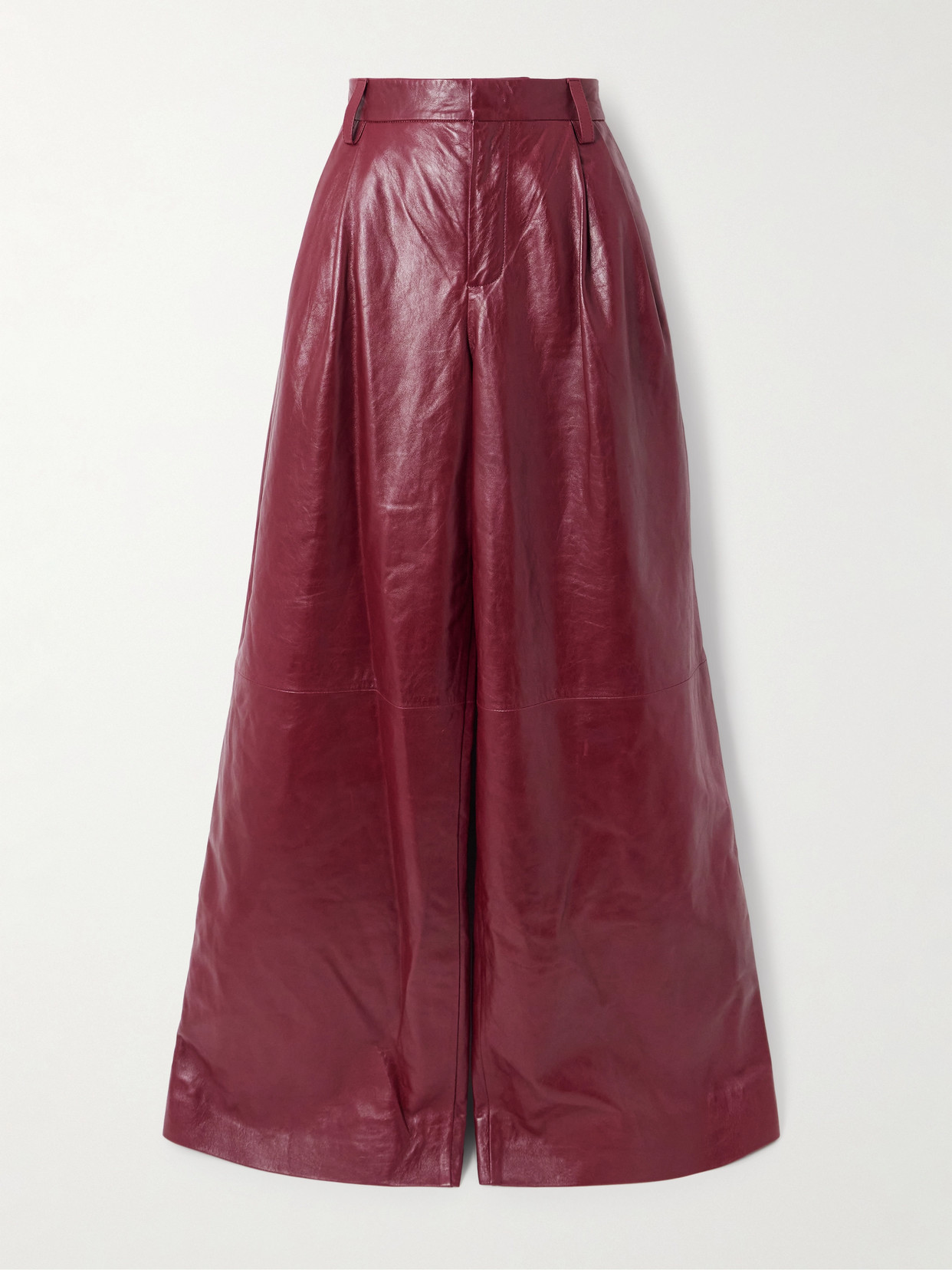 Simkhai Kobie Leather Wide-leg Pants In Burgundy