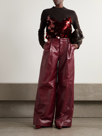 SIMKHAI Kobie leather wide-leg pants