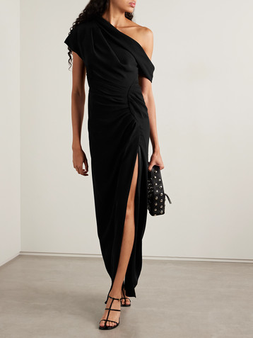 SIMKHAI Kally one-shoulder draped pleated crepe gown