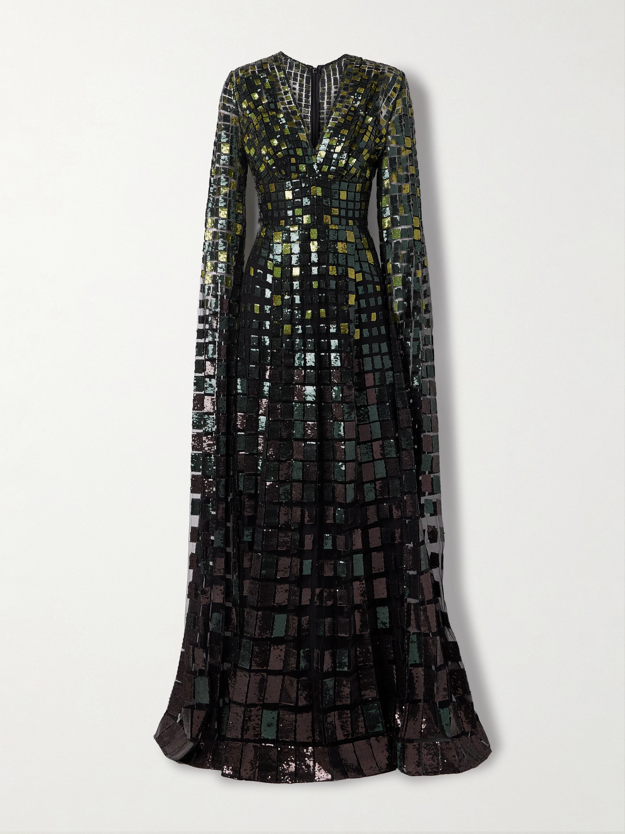 Elie Saab Sequined Tulle Gown In Green