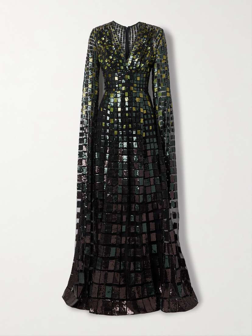 Elie Saab Sequined Tulle Gown