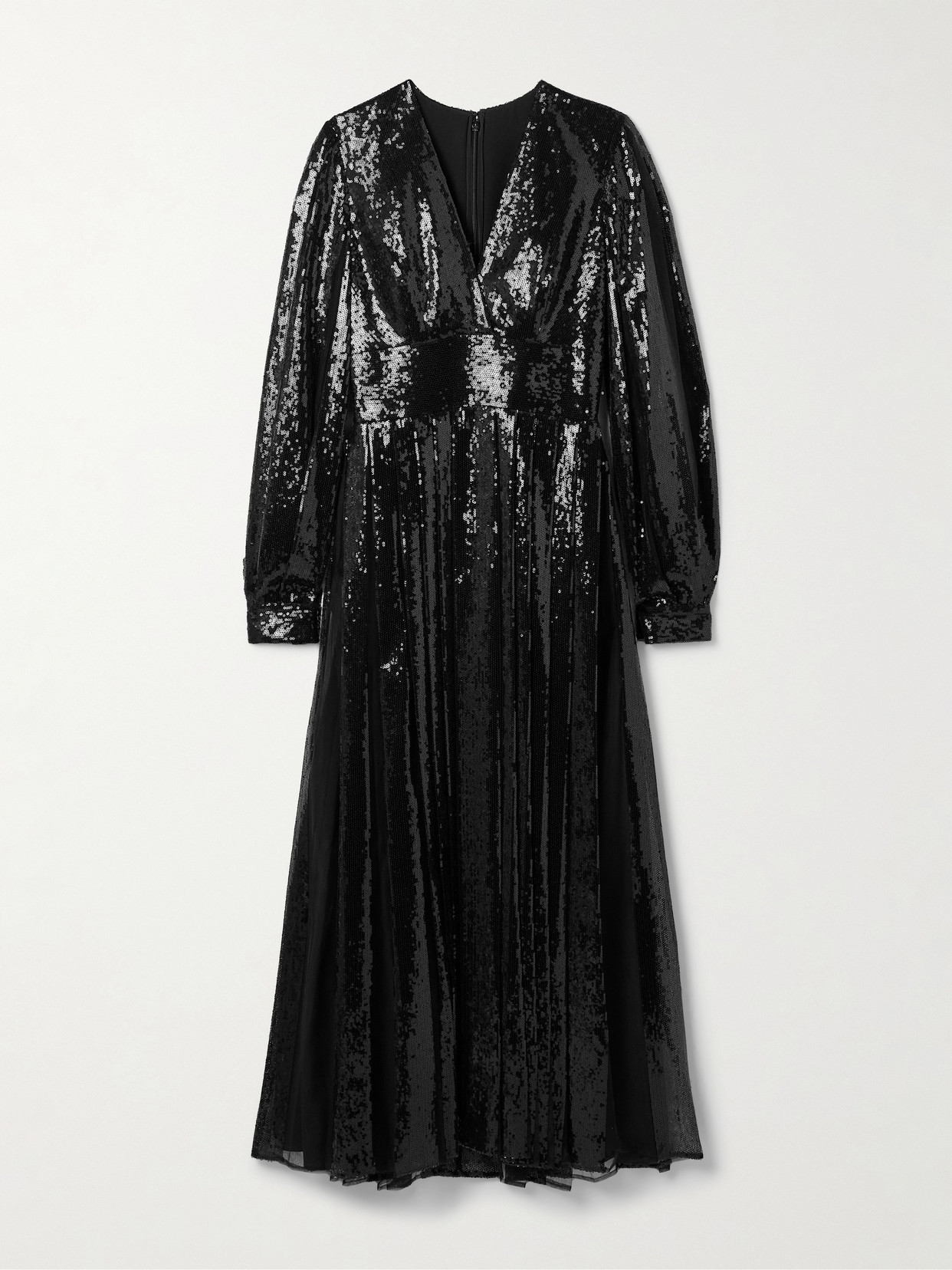 Elie Saab Sequined Tulle Midi Dress In Black