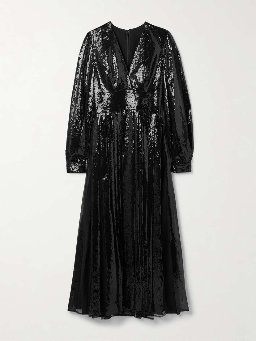 Elie Saab Sequined Tulle Midi Dress
