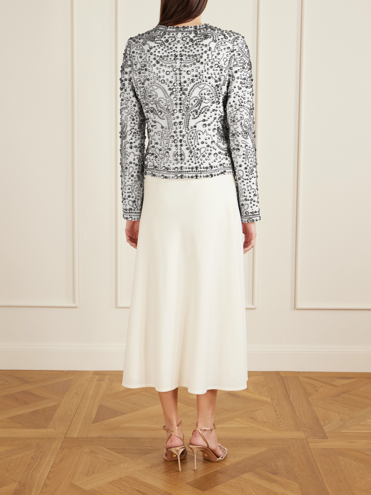 Elie Saab Studded And Crystal-embellished Cady Jacket In White