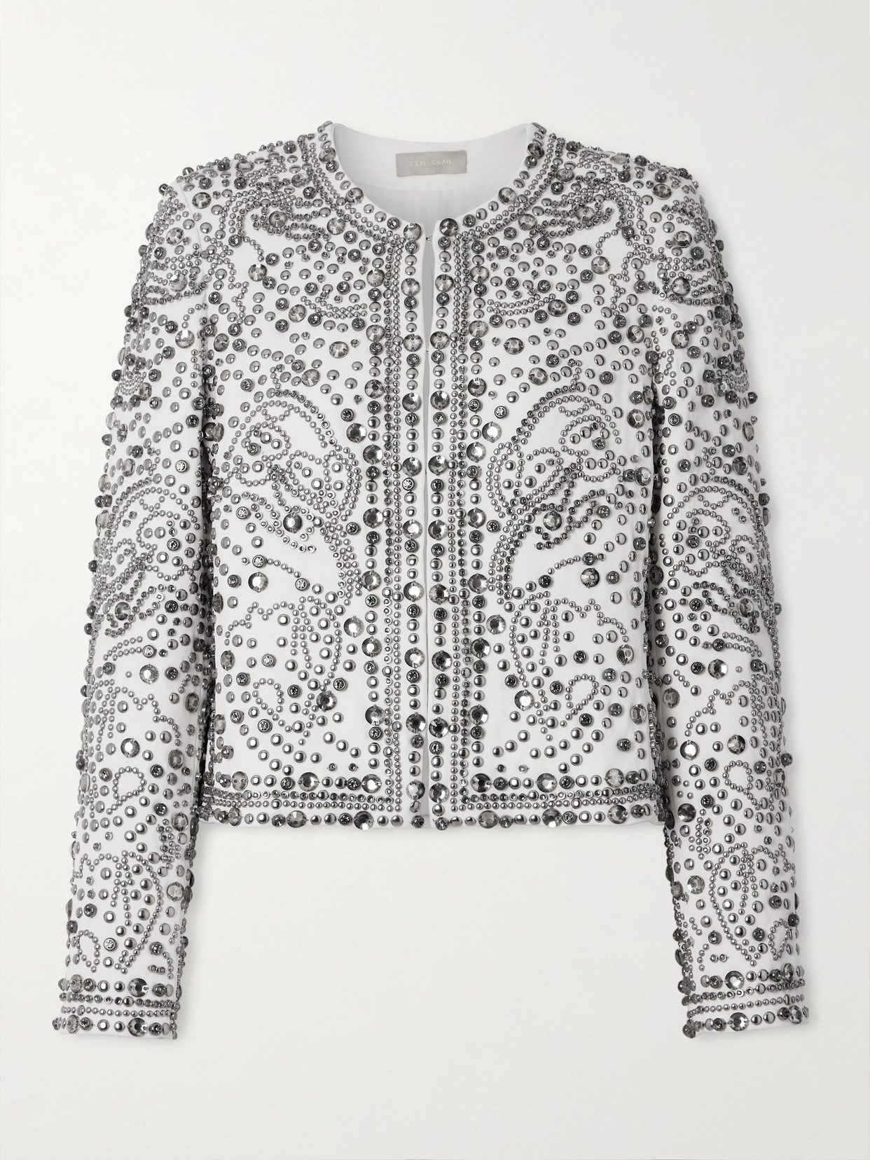 Elie Saab Studded And Crystal-embellished Cady Jacket In White