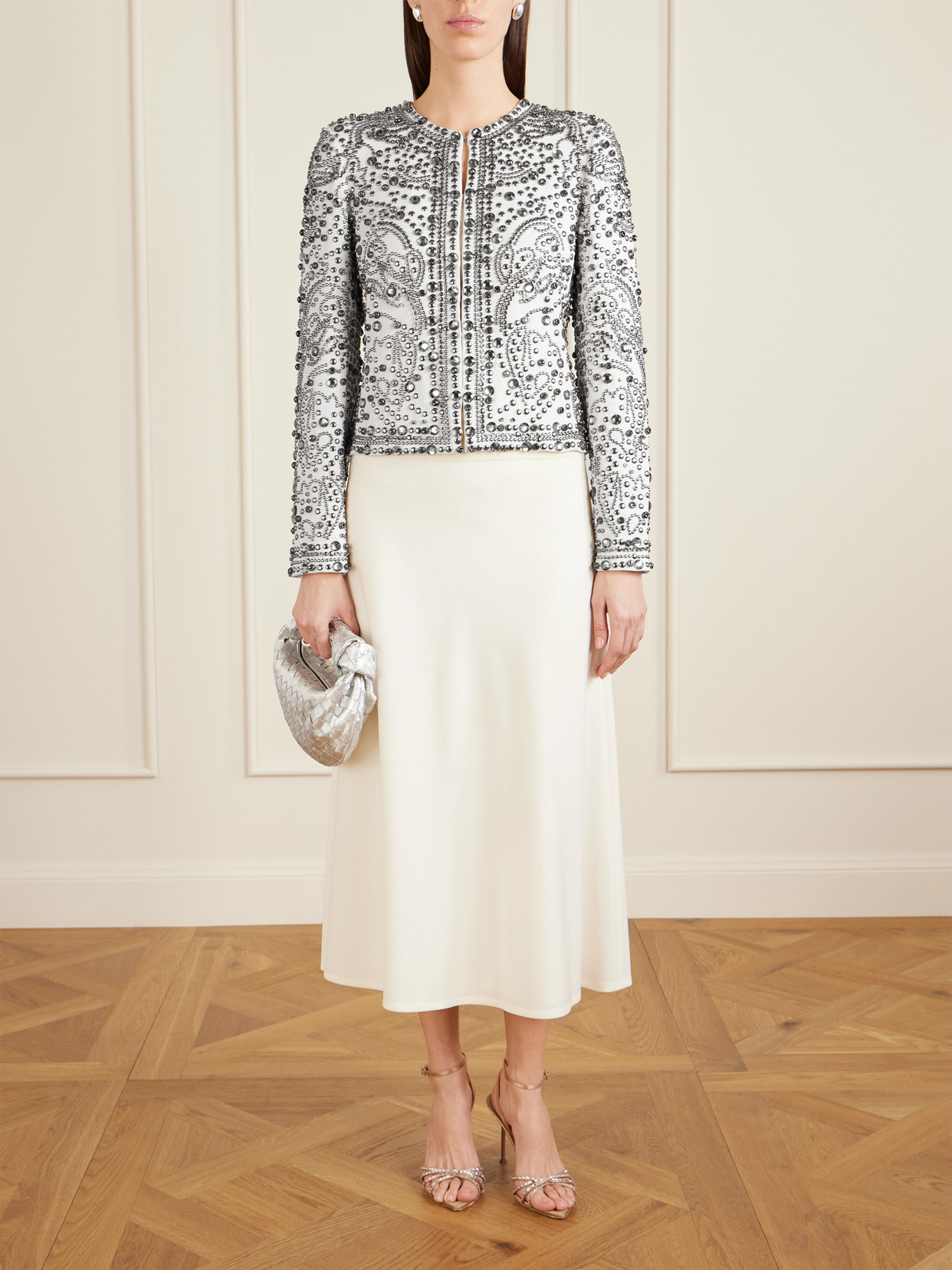 Elie Saab Studded And Crystal-embellished Cady Jacket In White