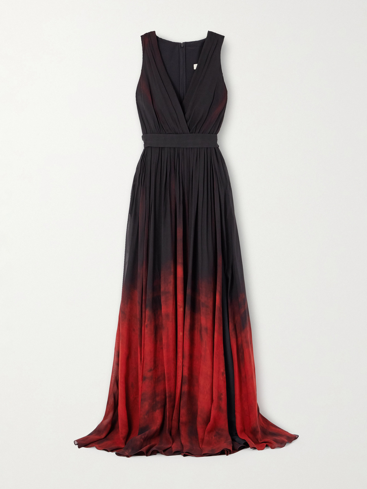 Elie Saab Pleated Dégradé Chiffon Gown In Black