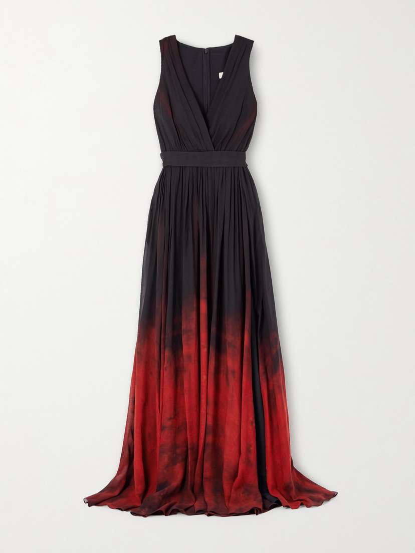 Elie Saab Pleated Dégradé Chiffon Gown