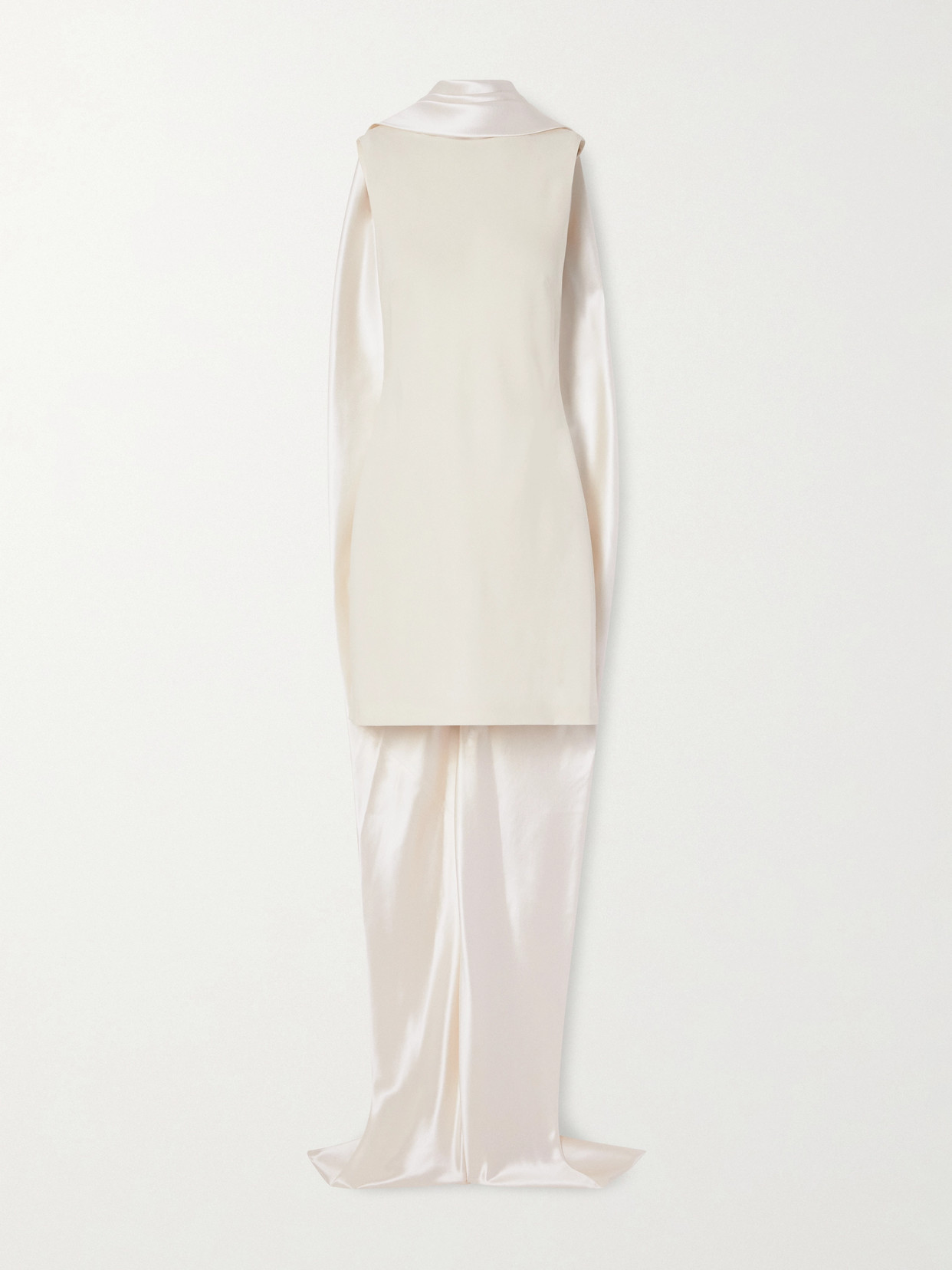 Danielle Frankel Mimi Scarf-detailed Silk-blend Satin-trimmed Wool-blend Mini Dress In White