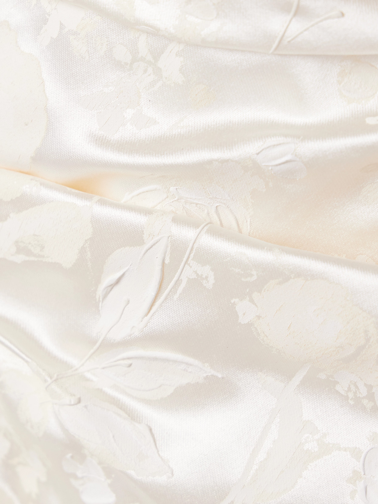 Danielle Frankel Demi Strapless Draped Painted Silk And Wool-blend Satin Bustier Top In White