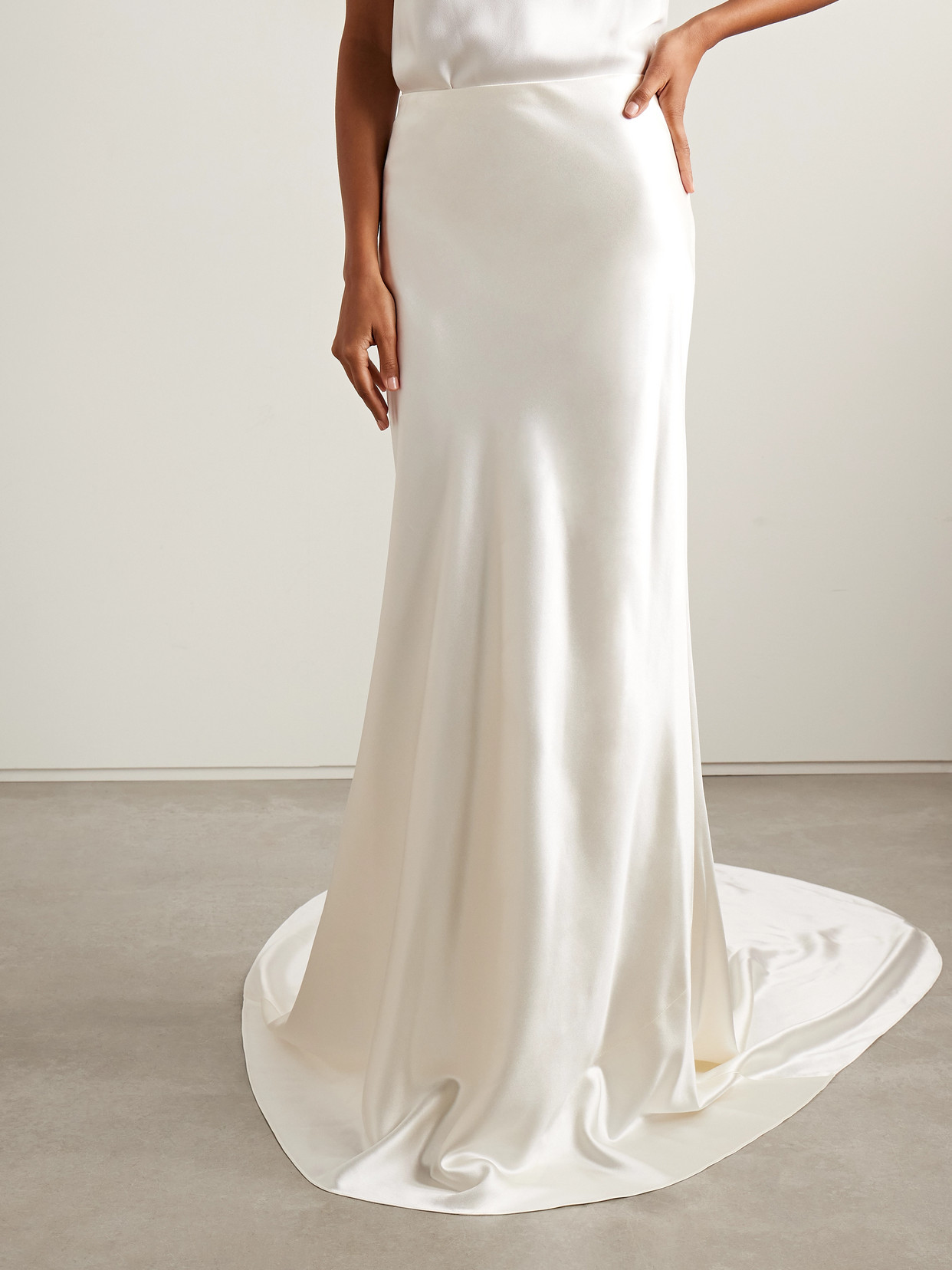 Danielle Frankel Dree Wool And Silk-blend Charmeuse Maxi Skirt In White