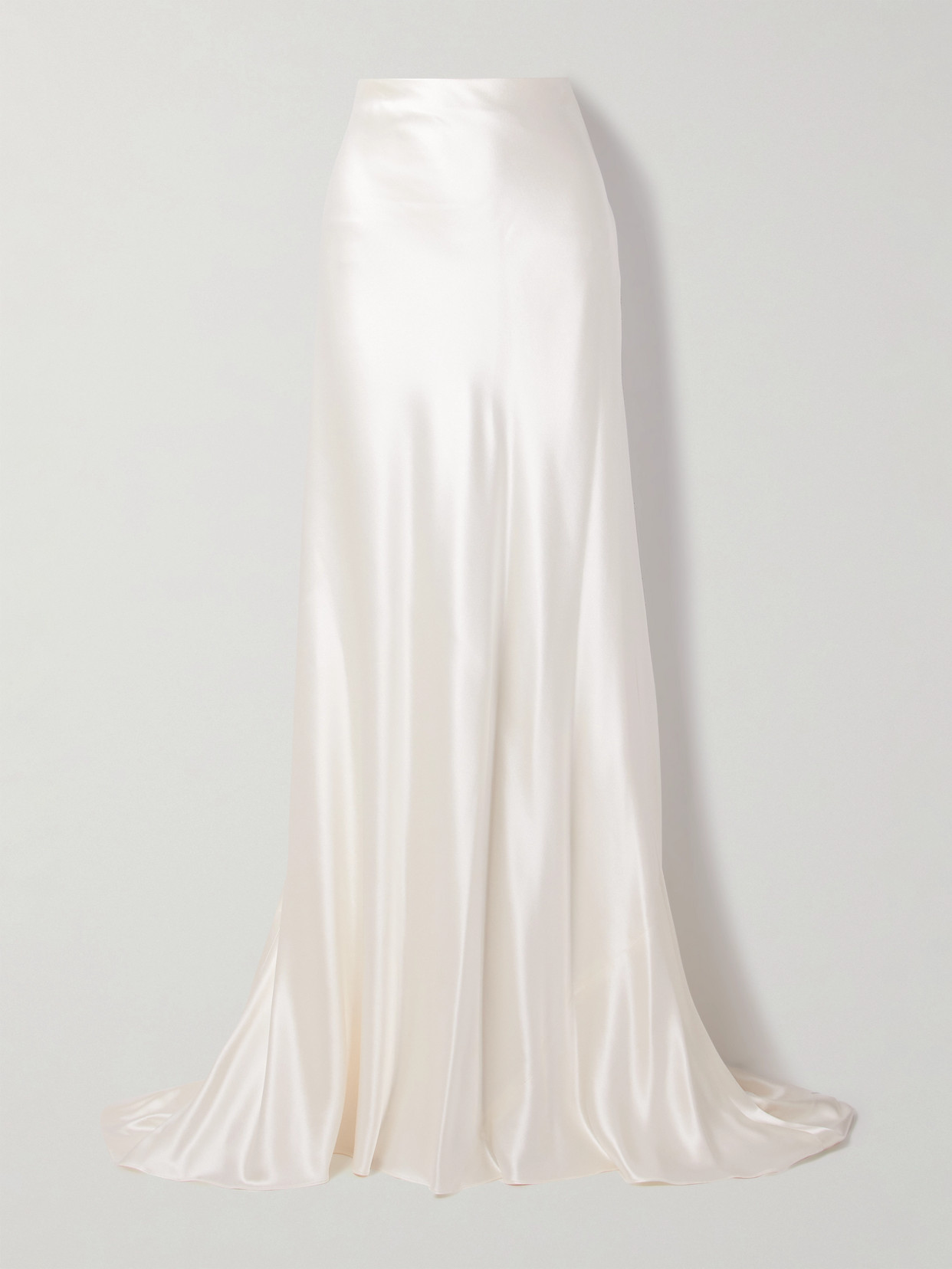 Danielle Frankel Dree Wool And Silk-blend Charmeuse Maxi Skirt In Off-white