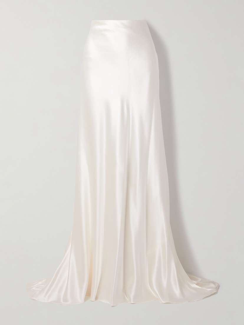 Danielle Frankel Dree Wool And Silk-blend Charmeuse Maxi Skirt