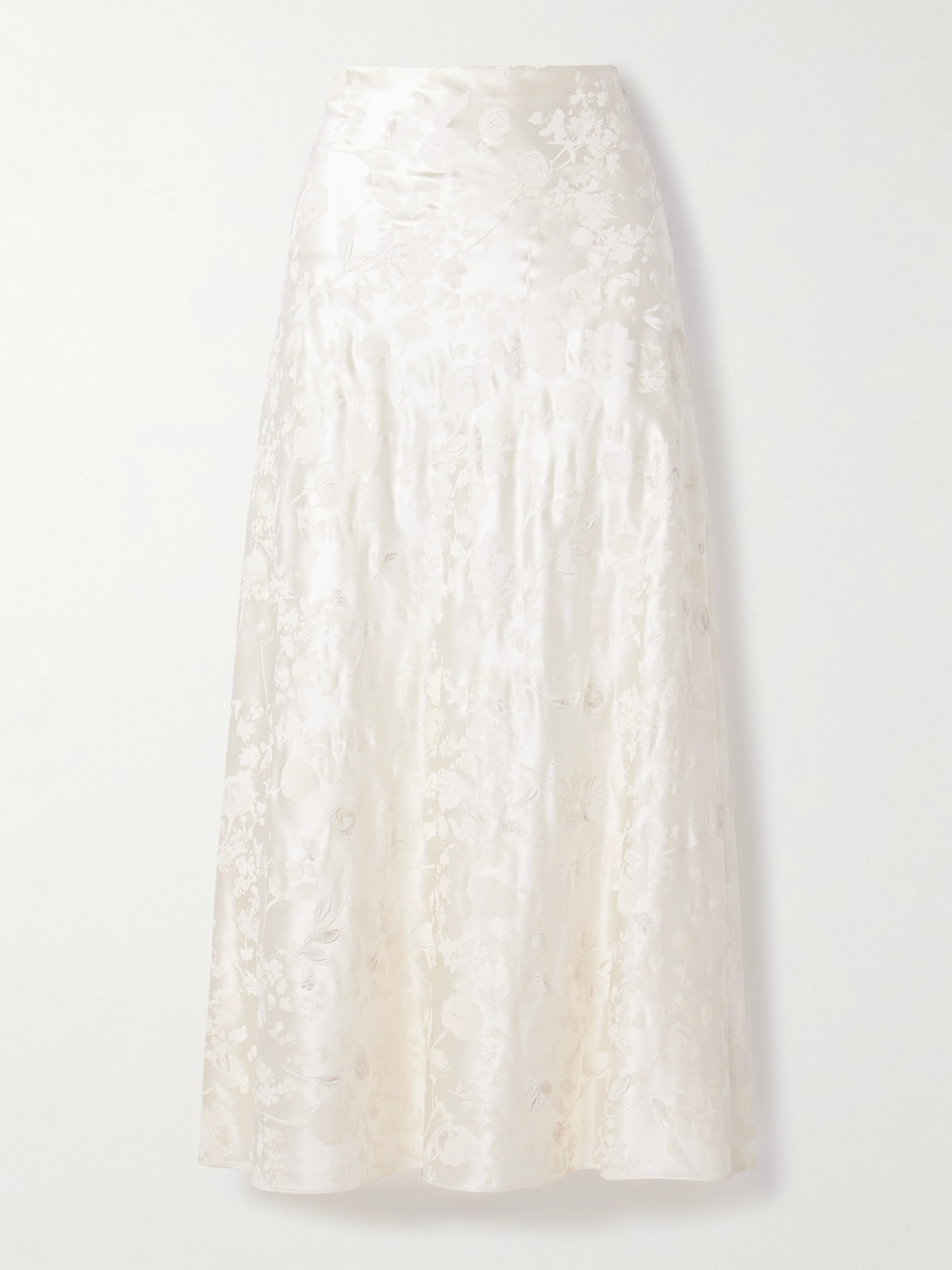 Danielle Frankel Desi Painted Silk And Wool-blend Satin Maxi Skirt In White