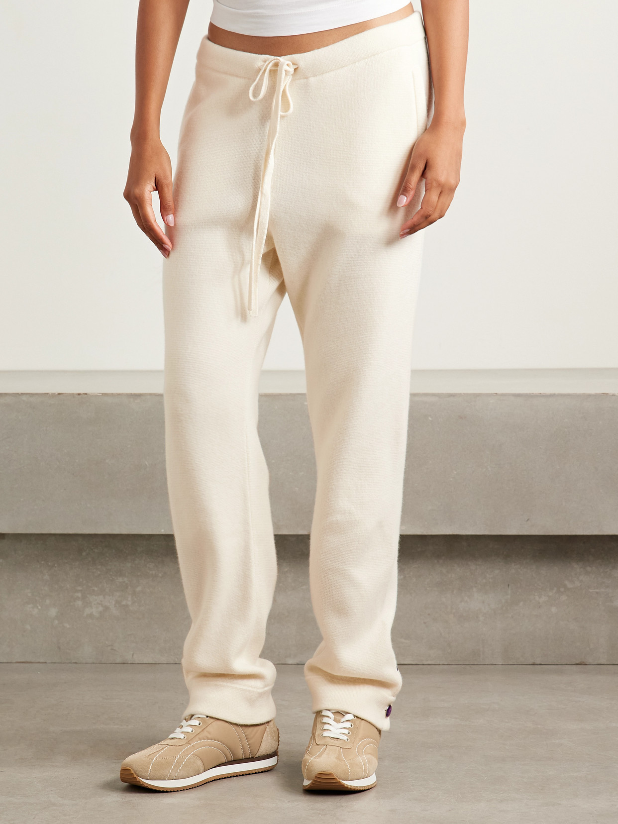 God's True Cashmere Cashmere Track Pants In White