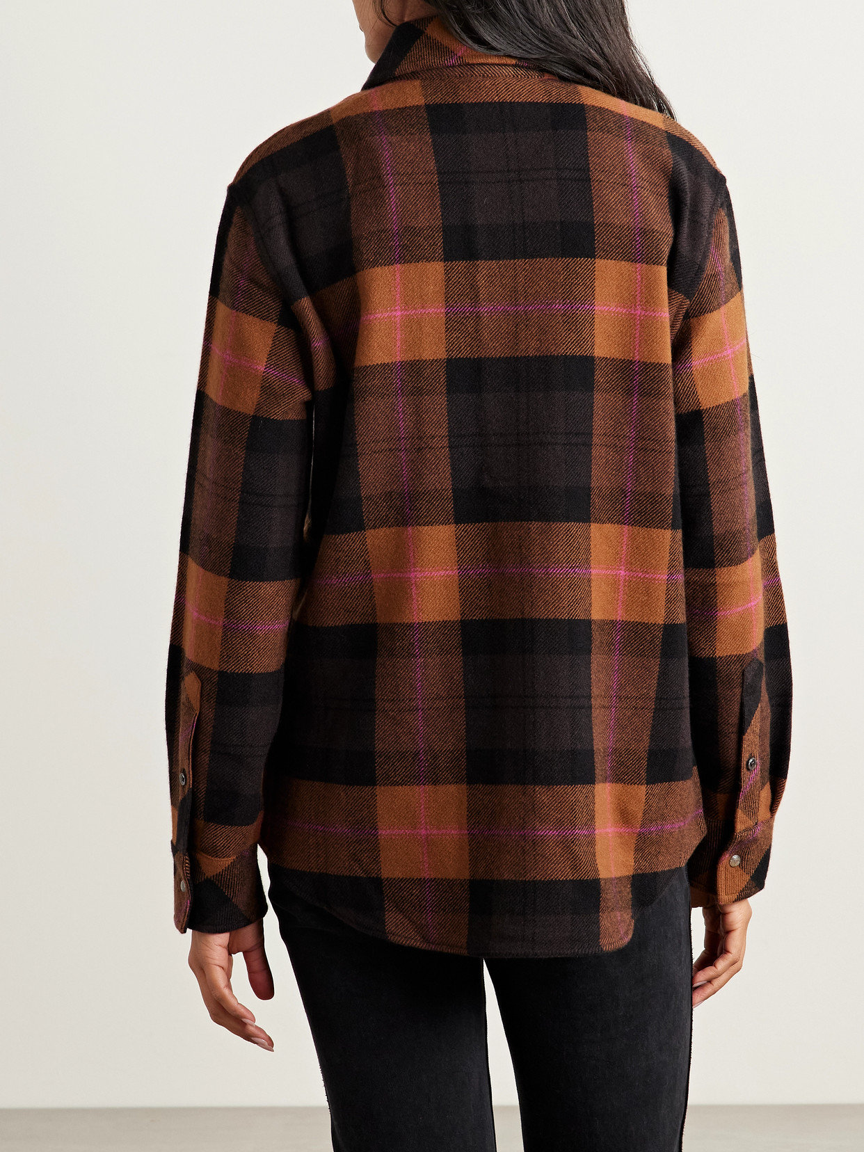 God's True Cashmere Tartan Plaid Cashmere Shirt In Brown