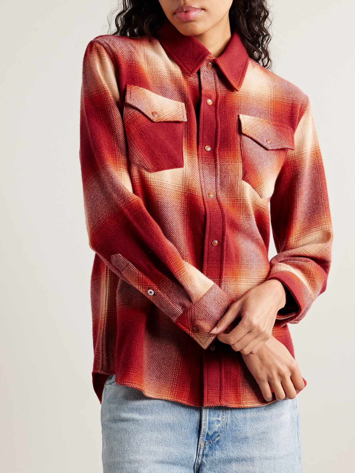 God's True Cashmere Checked Cashmere Shirt In Red