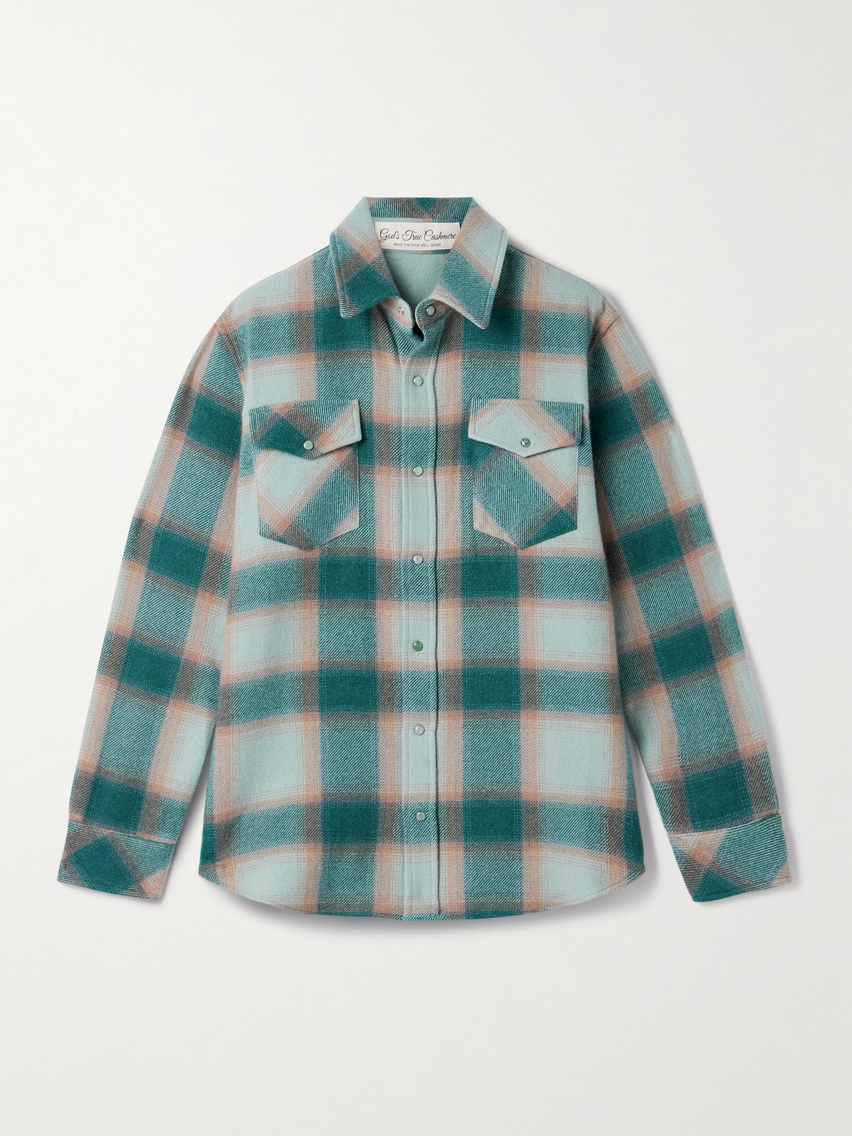 God's True Cashmere Checked Cashmere Shirt In Green