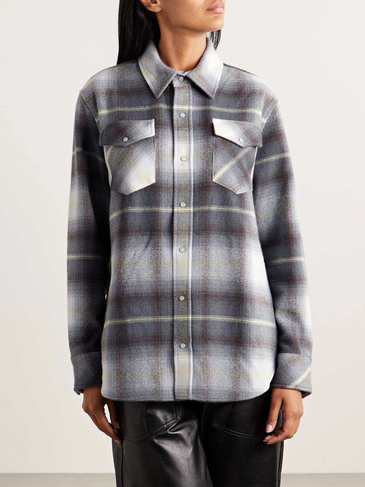 God's True Cashmere Checked Cashmere Shirt In Gray