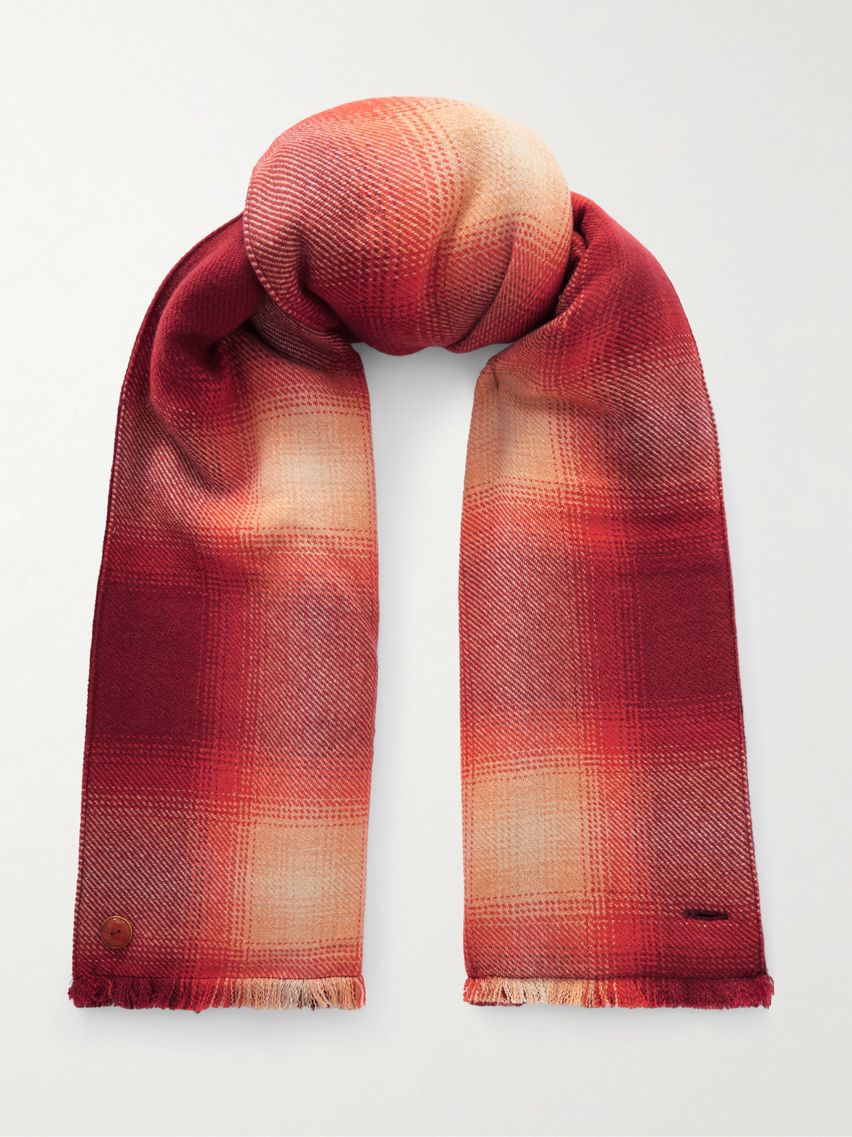 God's True Cashmere Fringed Checked Cashmere Scarf In Brown