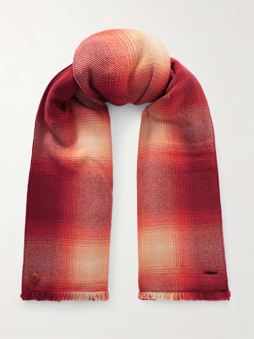 God’s True Cashmere Fringed Checked Cashmere Scarf