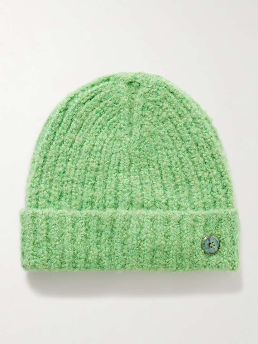 God’s True Cashmere Button-embellished Ribbed Cashmere-bouclé Beanie