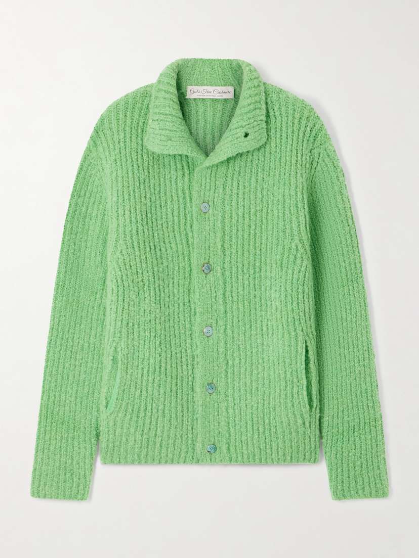 God’s True Cashmere Oversized Ribbed Cashmere-bouclé Cardigan