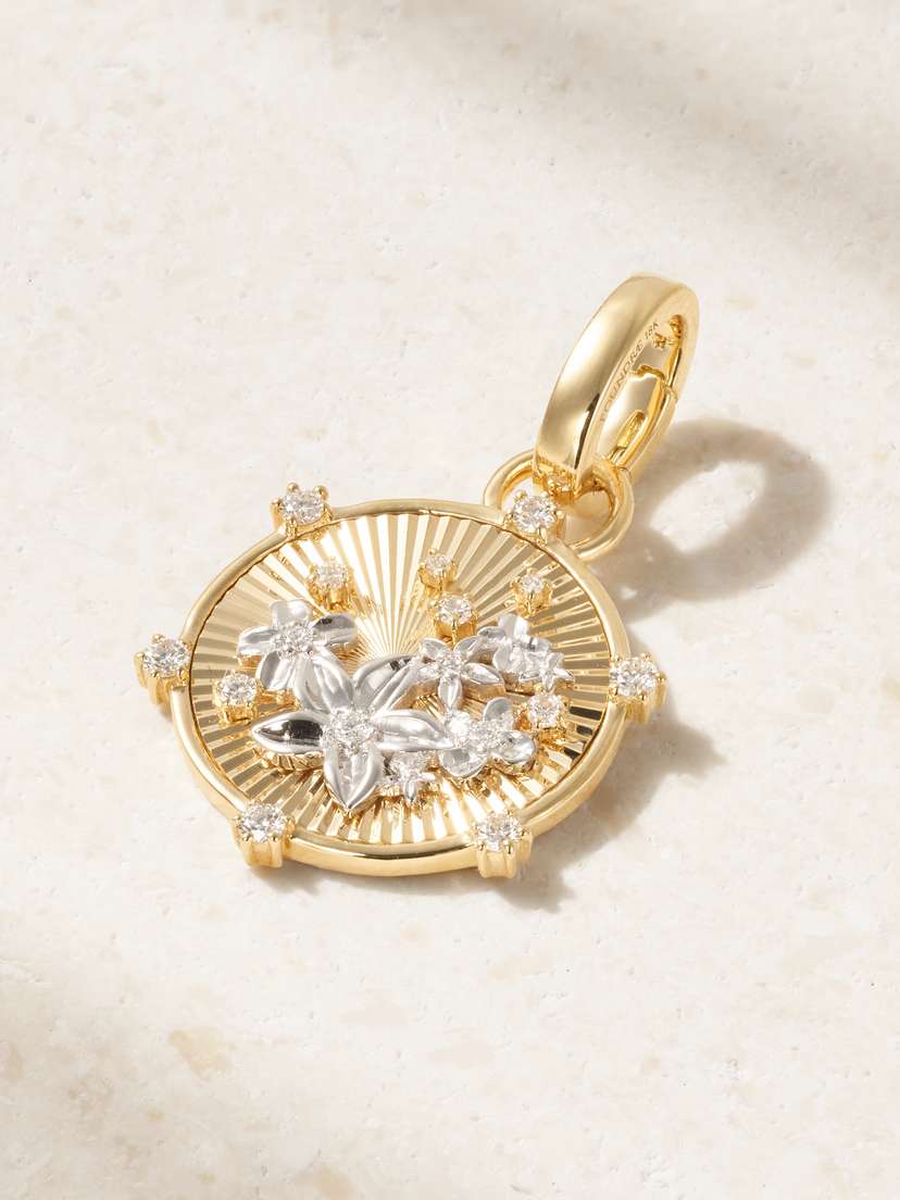 Foundrae Resilience Blossoms Baby Medallion 18-karat Yellow And White Gold Diamond Pendant