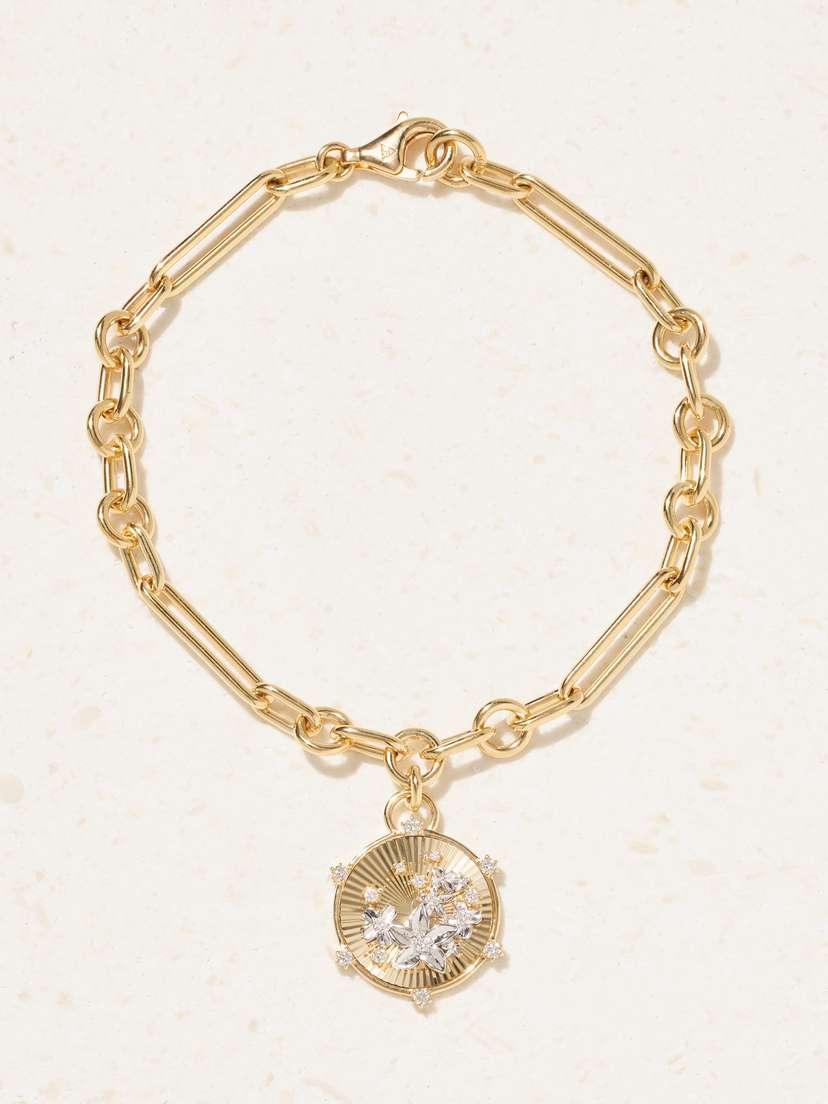 Foundrae Resilience Blossoms Mixed Clip 18-karat Yellow And White Gold Diamond Bracelet