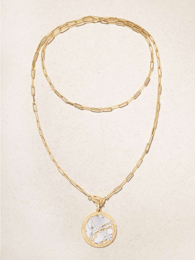Foundrae Resilience Oversized 18-karat Yellow And White Gold Diamond Necklace