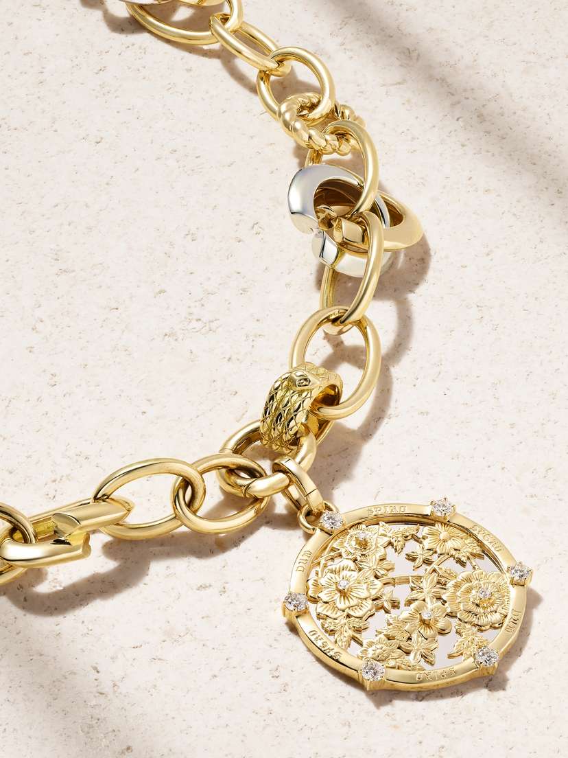 Foundrae Resilience Menagerie 18-karat Yellow And White Gold Diamond Necklace