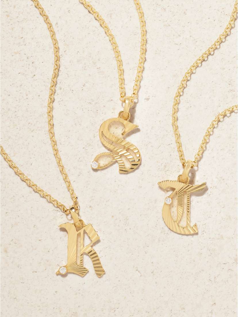 Foundrae Initials & Numbers Medium 18-karat Gold Diamond Pendant