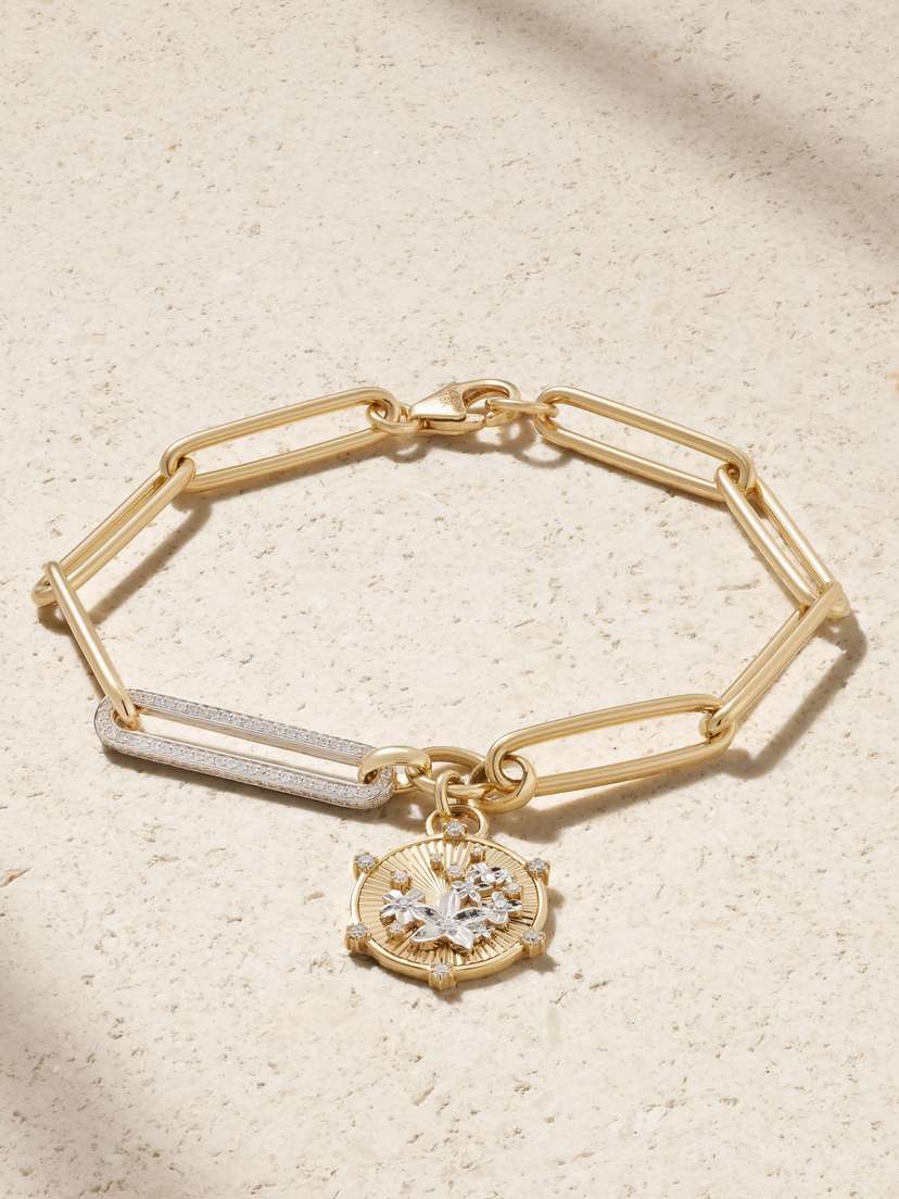Foundrae Resilience Blossoms Extended 18-karat Yellow And White Gold Diamond Bracelet