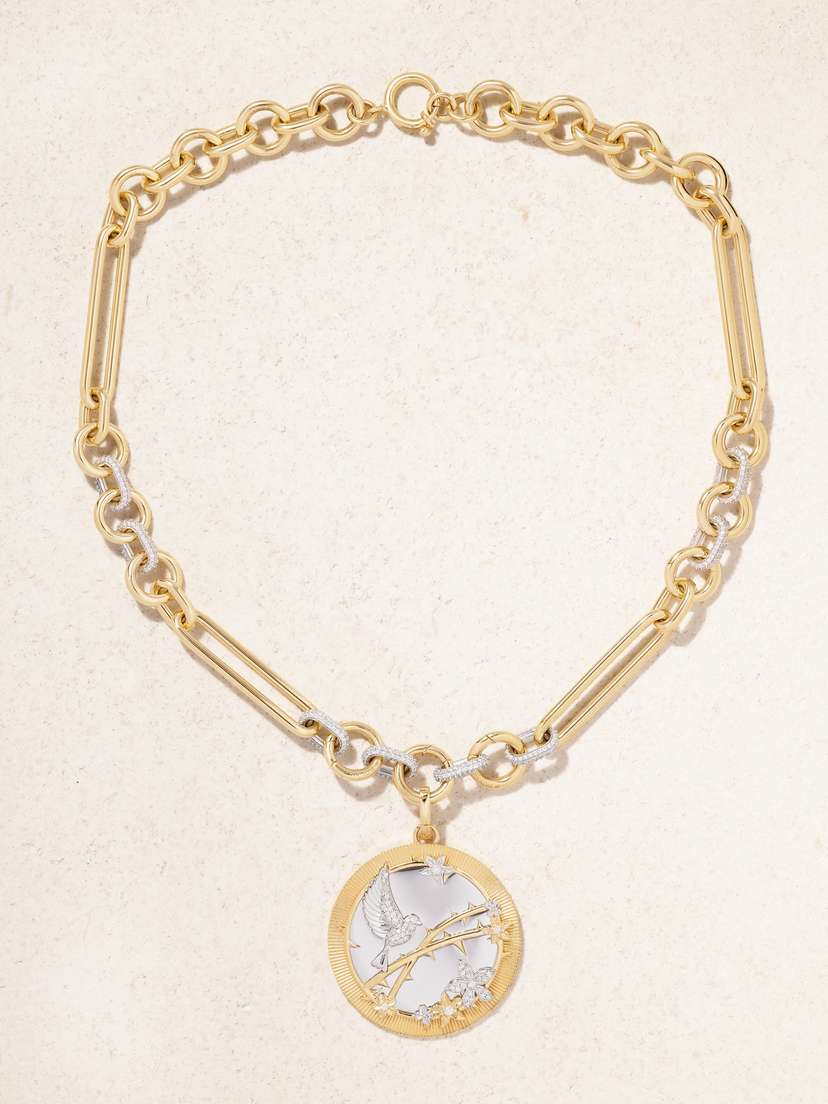 Foundrae Resilience Mixed 18-karat Yellow And White Gold Diamond Necklace