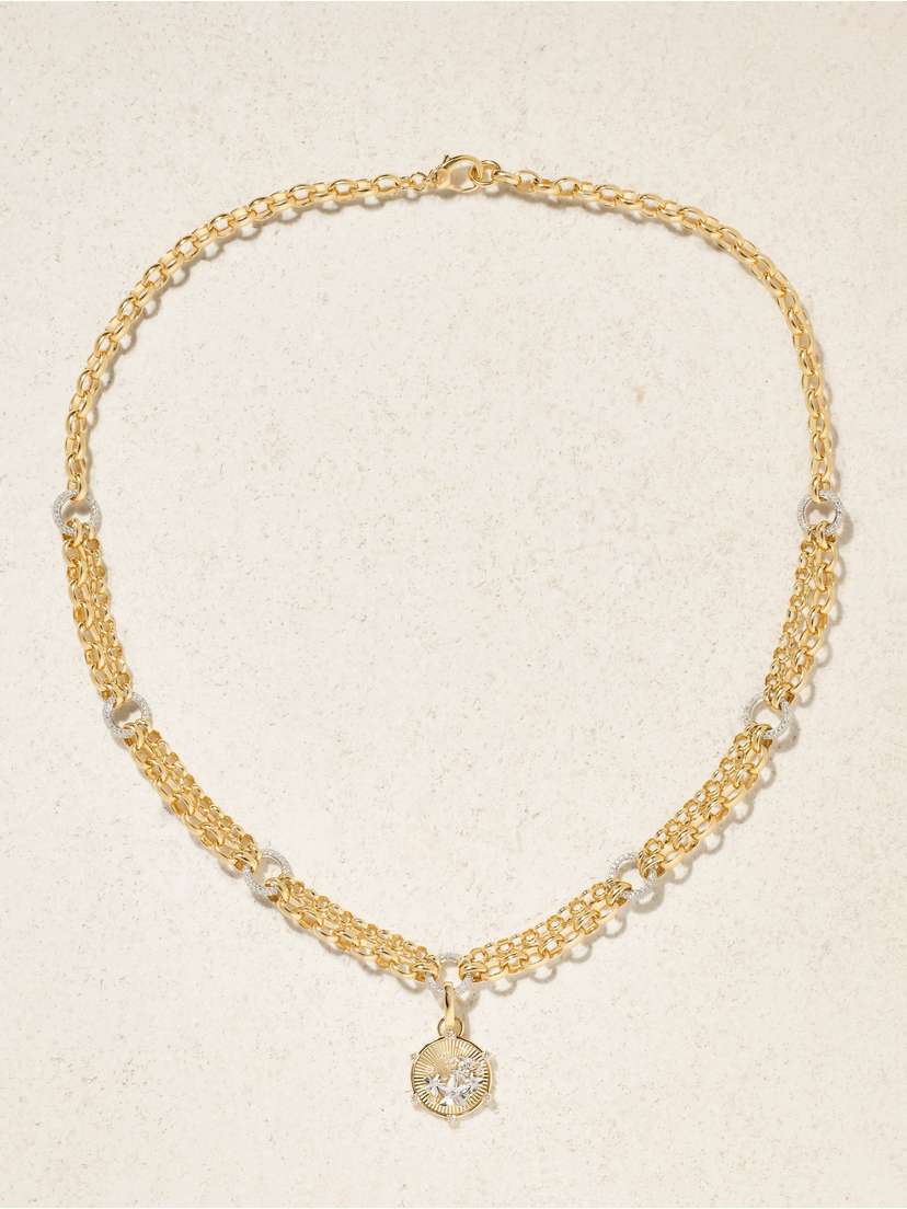 Foundrae Resilience Blossoms 18-karat Yellow And White Gold Diamond Necklace
