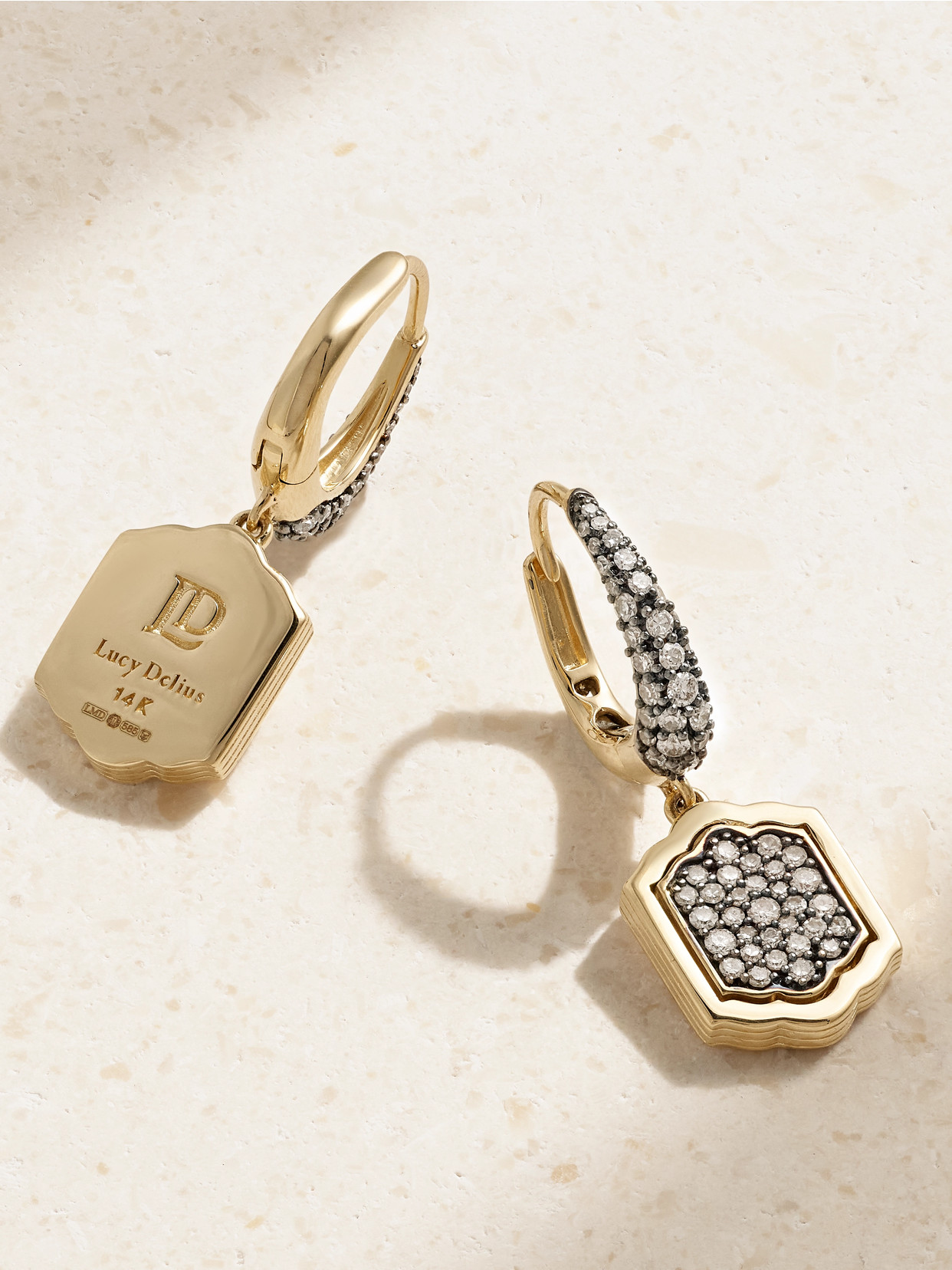 Lucy Delius Athena's Mirror Rhodium-plated 14-karat Recycled Gold Diamond Earrings In Gold