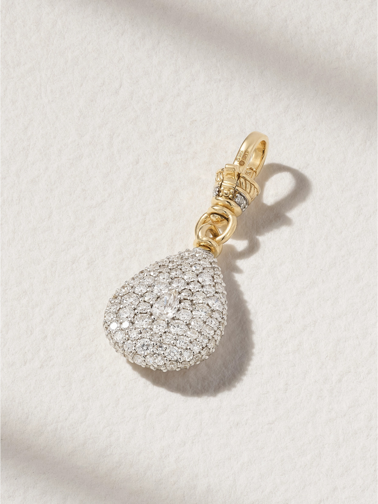 Lucy Delius Pear Pocket Watch Rhodium-plated 14-karat Gold Diamond Charm