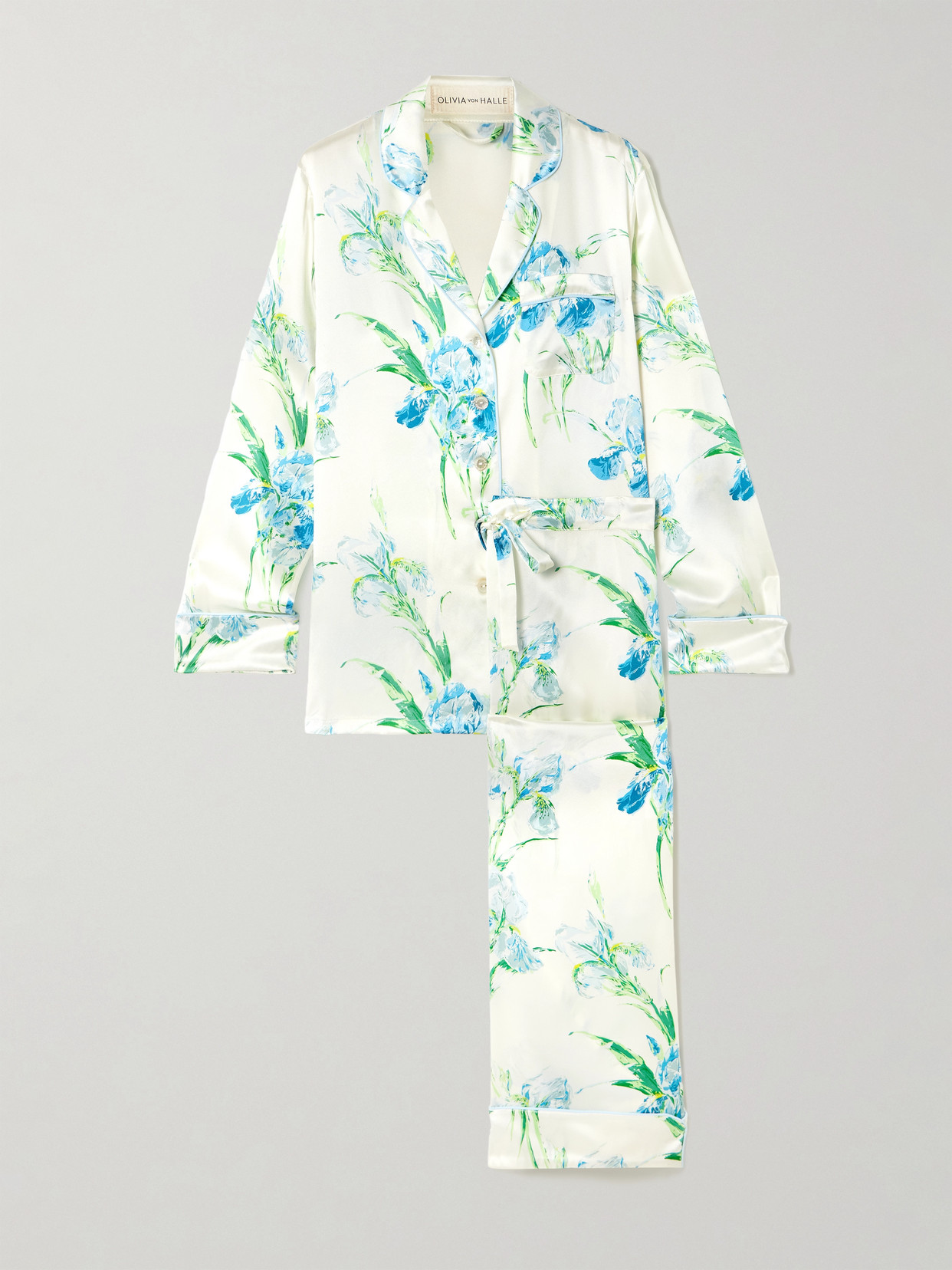 Olivia Von Halle Lila Floral-print Silk-satin Pajama Set