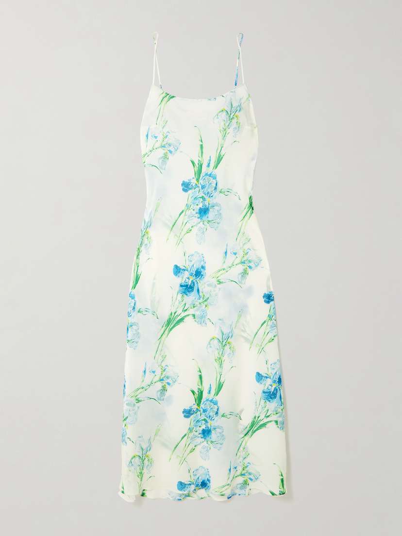 Olivia von Halle Artemis Floral-print Silk-satin Nightdress