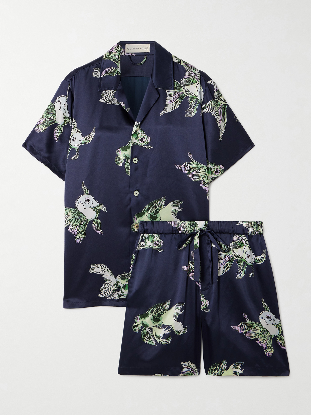 Olivia Von Halle Emeli Printed Silk-satin Pajama Set