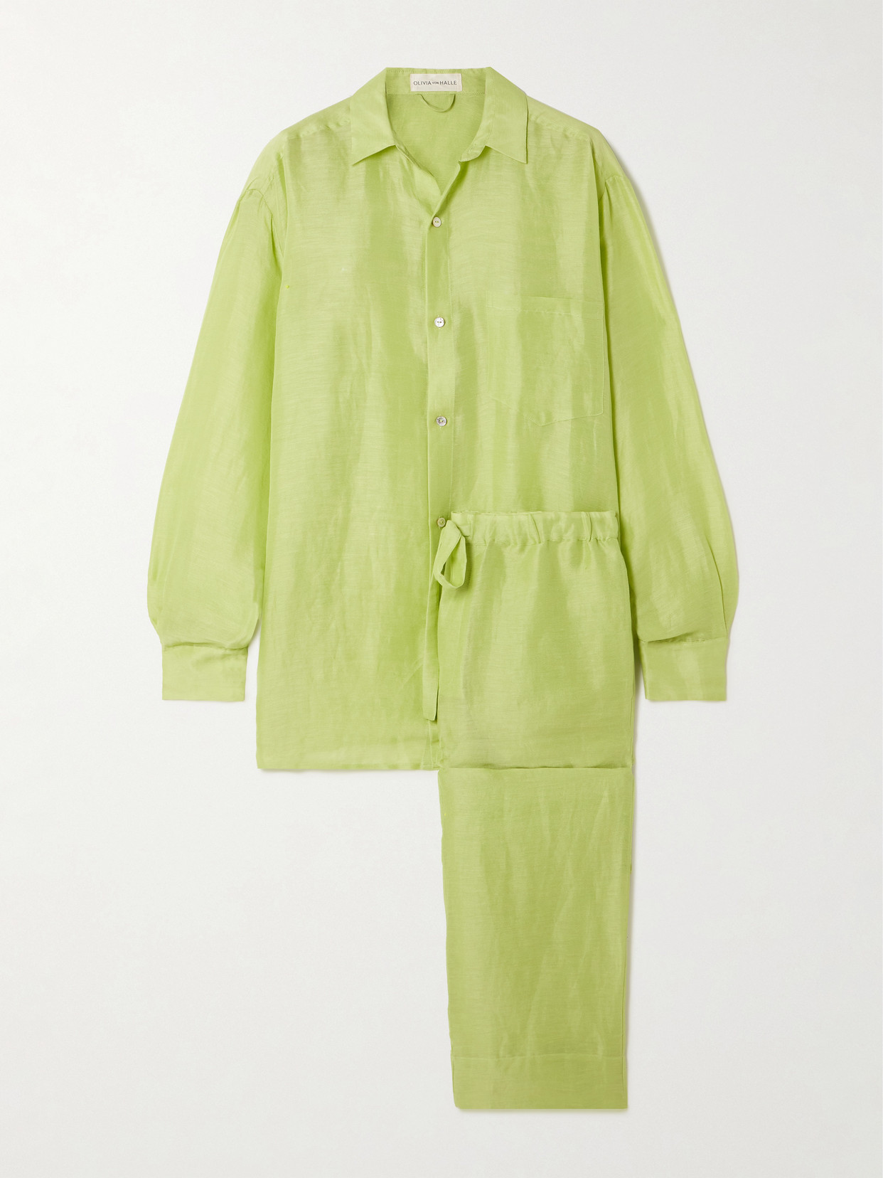Olivia Von Halle Casablanca Cotton And Silk-blend Pajama Set