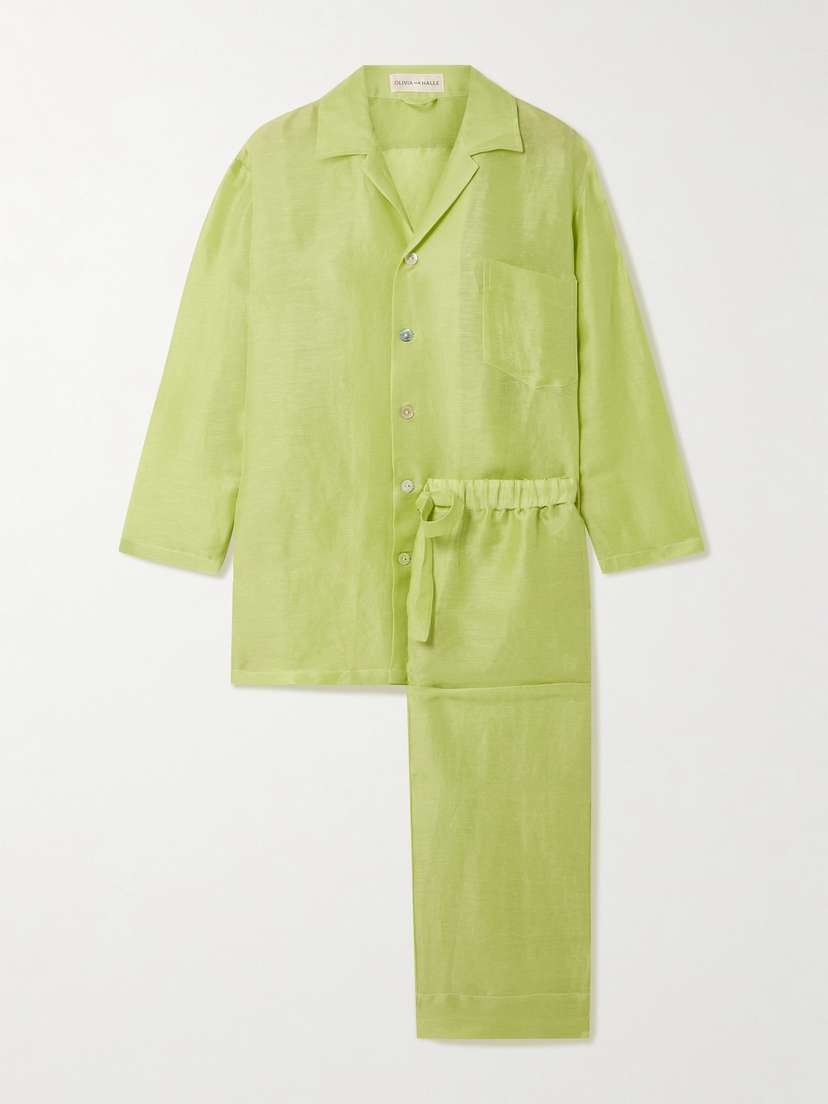 Olivia von Halle Casablanca Cotton And Silk-blend Pajama Set
